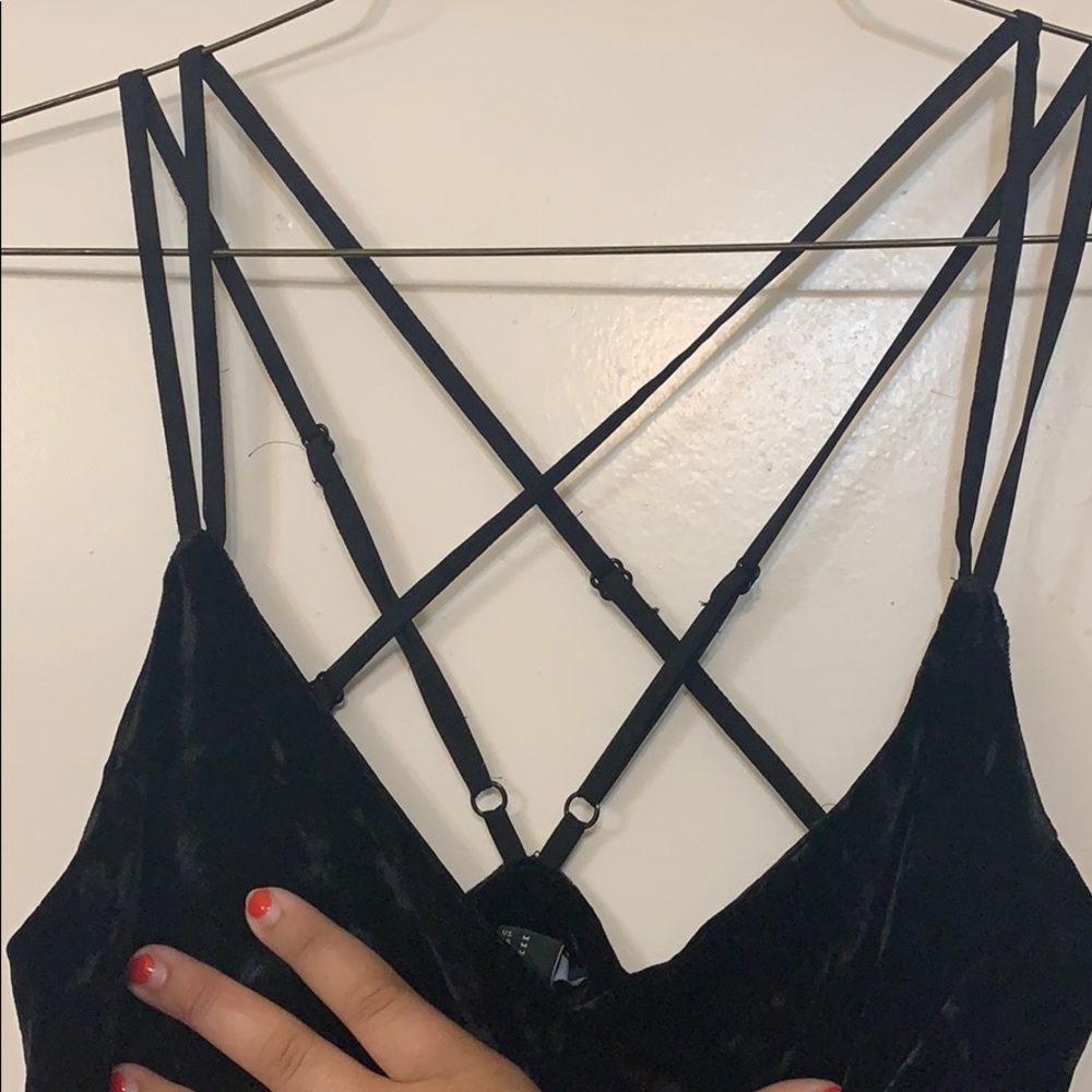 Crushed black velvet F21 circle dress